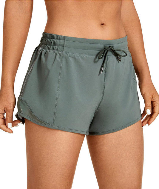 Lined Mid-Rise Feathery-Fit Shorts with Drawstring by