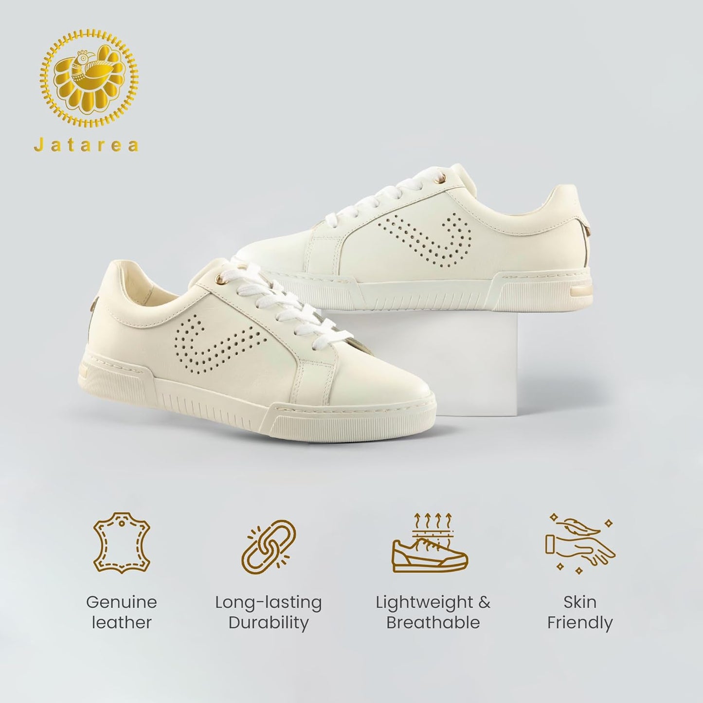 Women'S Fashion Sneakers – Genuine Leather Casual Shoes, Comfortable Cushioned Insole, TPR Rubber Sole, Stylish Lifestyle, Lightweight and Durable Travel Sneakers