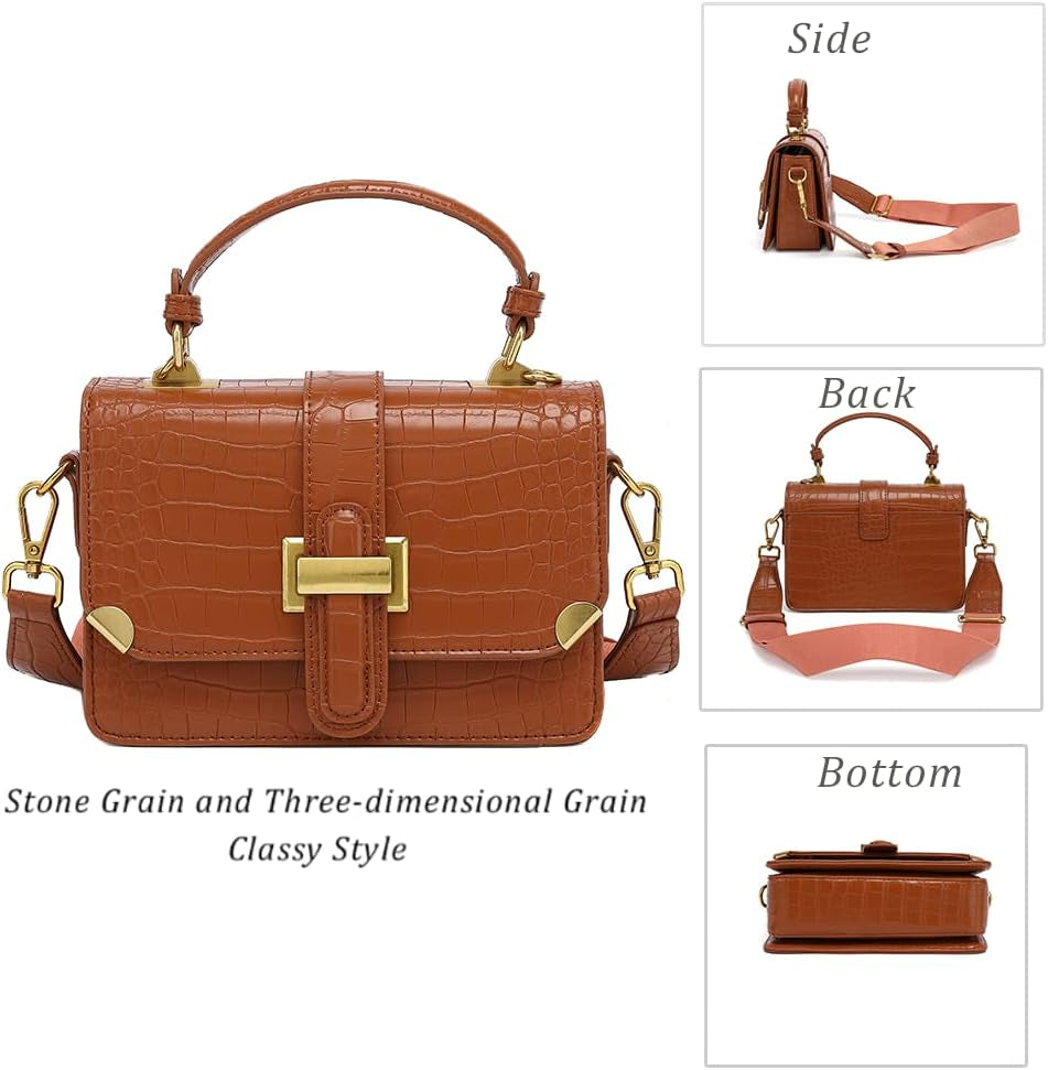 Crossbody Bags for Women Leather Small Cross Body Purses Designer Handbags Shoulder Purse Evening Bag (Brown(2035))
