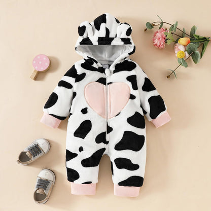 Newborn Baby Girl Winter Outfit Hooded Jumpsuit Infant One Piece Romper Baby Warm Snowsuit Clothes Gifts Set