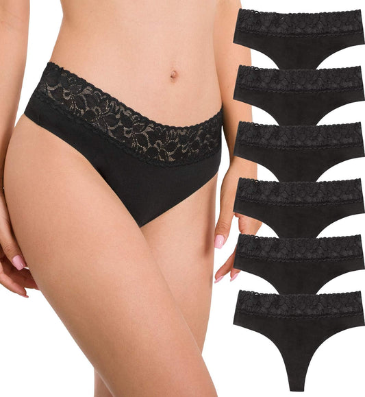 Women'S Thongs Underwear Cotton Seamless Thongs for Women Lace Trim Panties